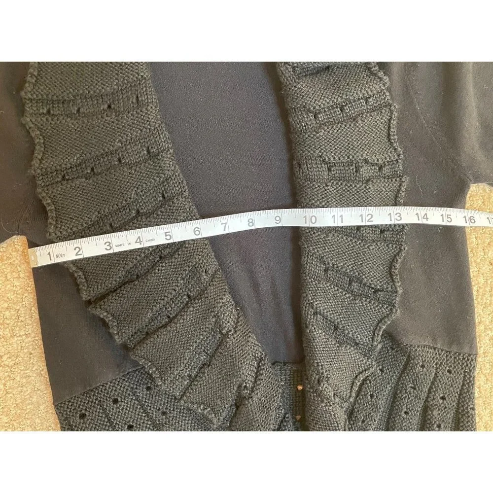 Lillie Rubin Vintage Knit Open Ruffle V-Neck Cardigan Long Bell Sleeve Sweater - Picture 8 of 11